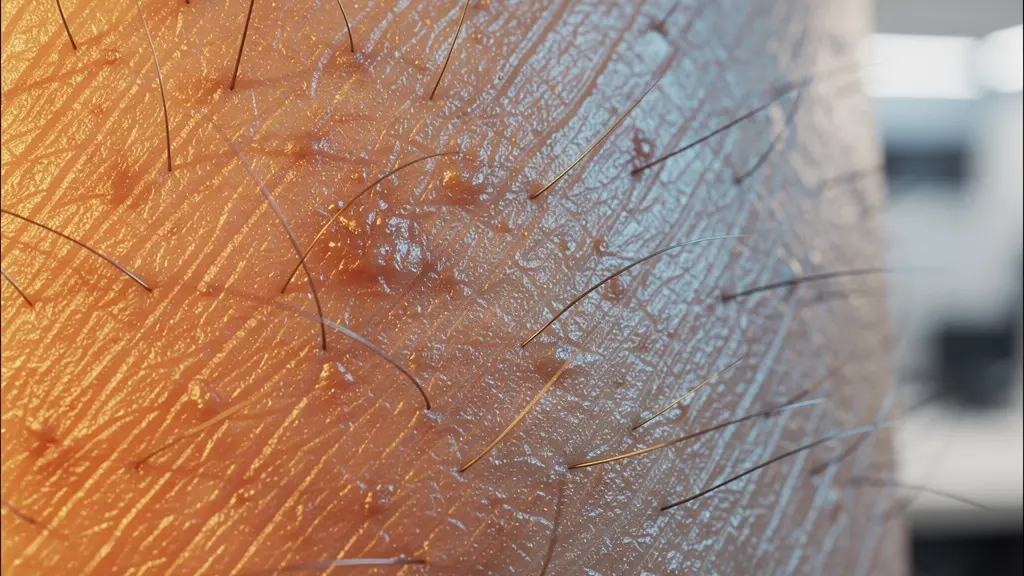 Vue macro de la texture de la peau sous différentes sources lumineuses artificielles