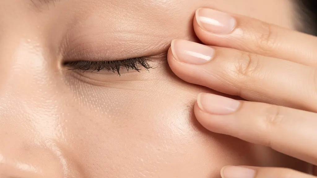 Gros plan sur une femme effectuant un massage drainant autour des yeux avec ses doigts