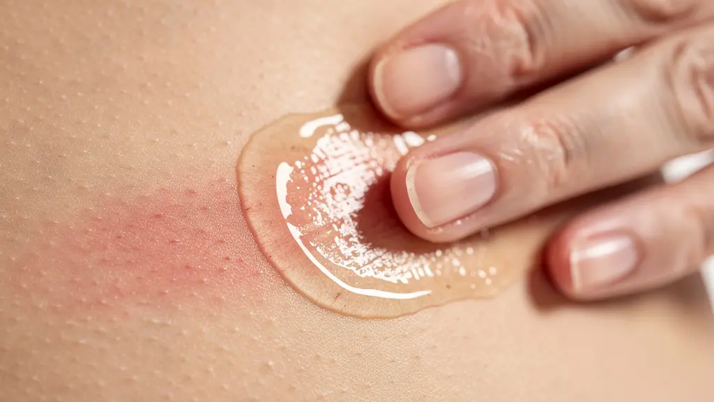 Femme appliquant des soins post-traitement sur une zone du ventre après cryolipolyse