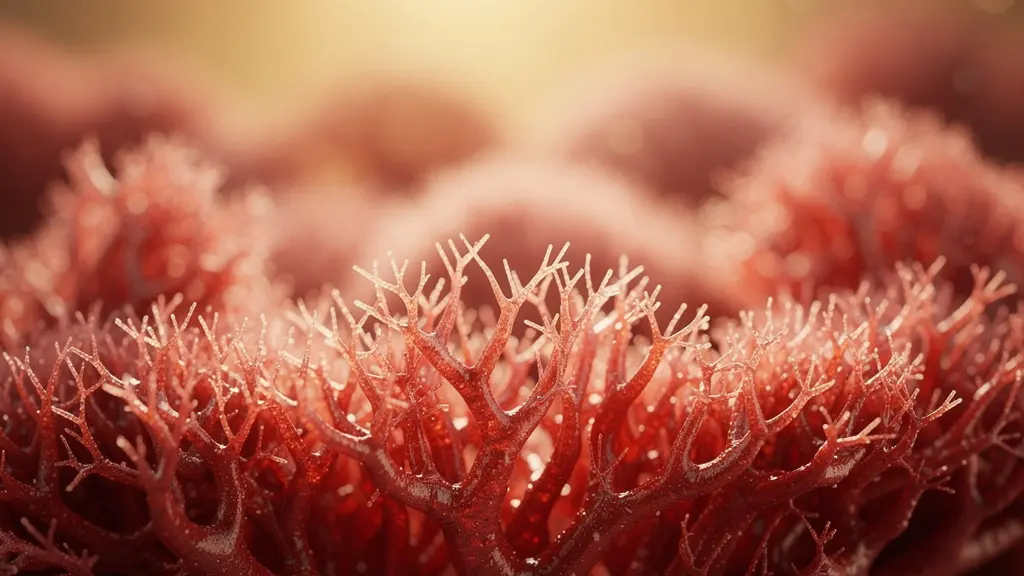 Vue macro des villosités intestinales et circulation sanguine pendant la marche