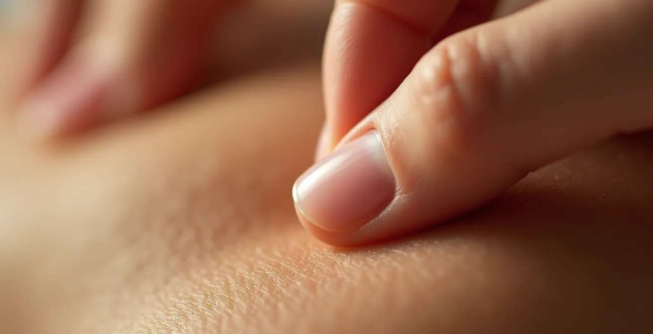 Gros plan sur les mains effectuant un massage circulaire des tempes