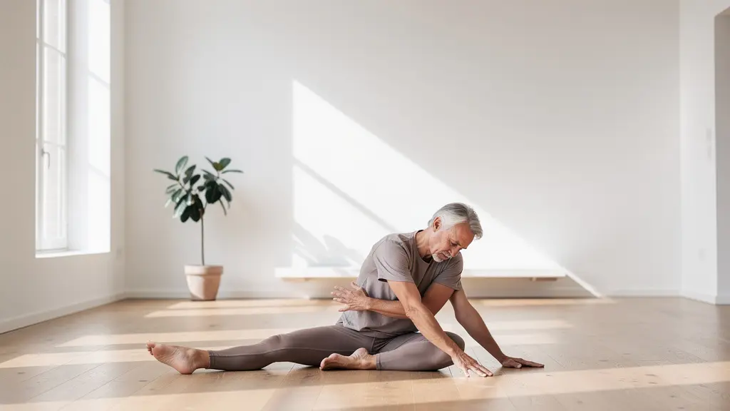 Espace de pratique épuré avec personne en mouvement fluide